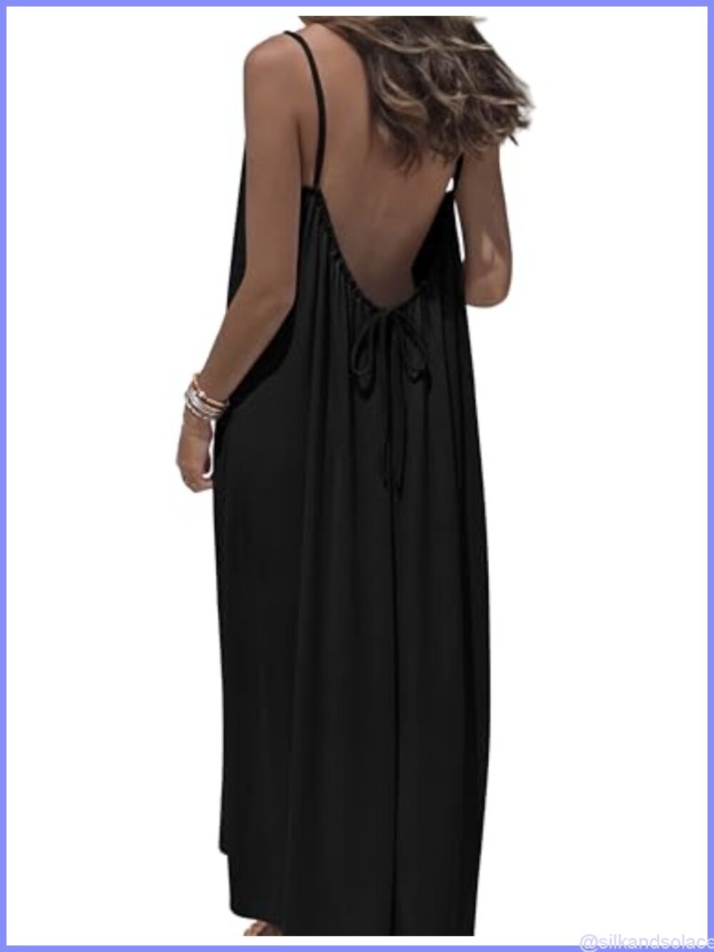 Backless Cami Maxi Sundress with Tie Back for Women Beach Vacation Swimsuit